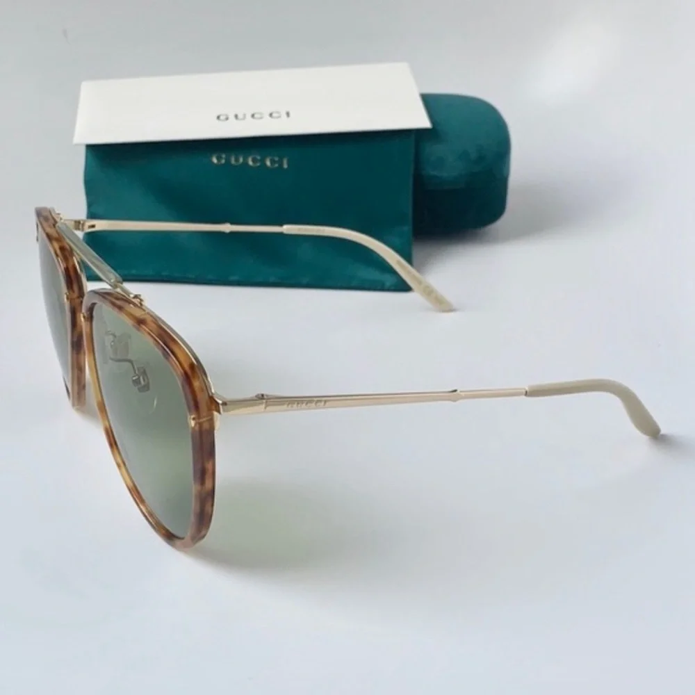 Ship same-day -💯 - New Authentic Gucci Sunglasses GG0672S 003 Havana/Gold/Green